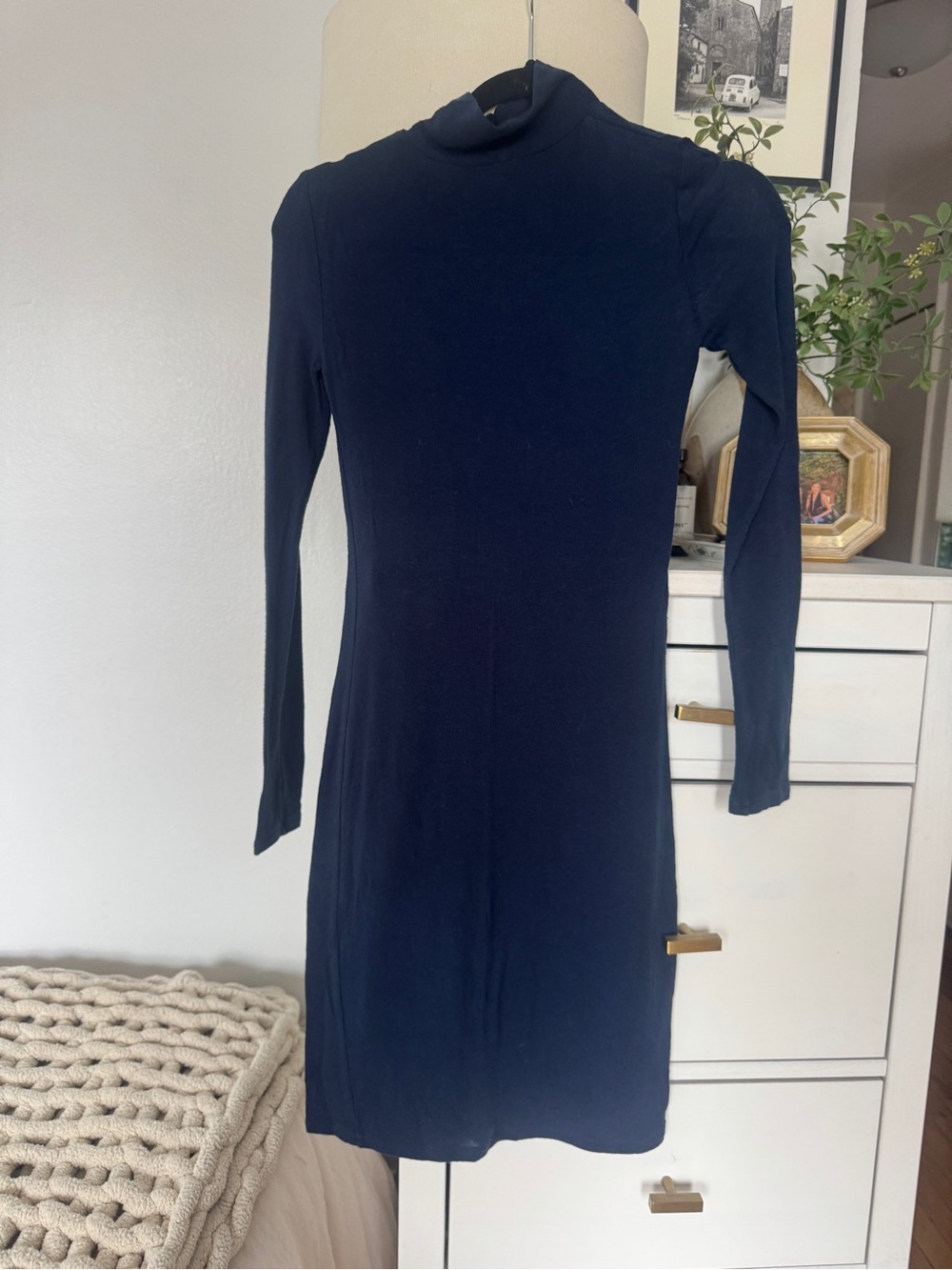 BCBGMaxAzria Navy Long-Sleeve Turtleneck Dress